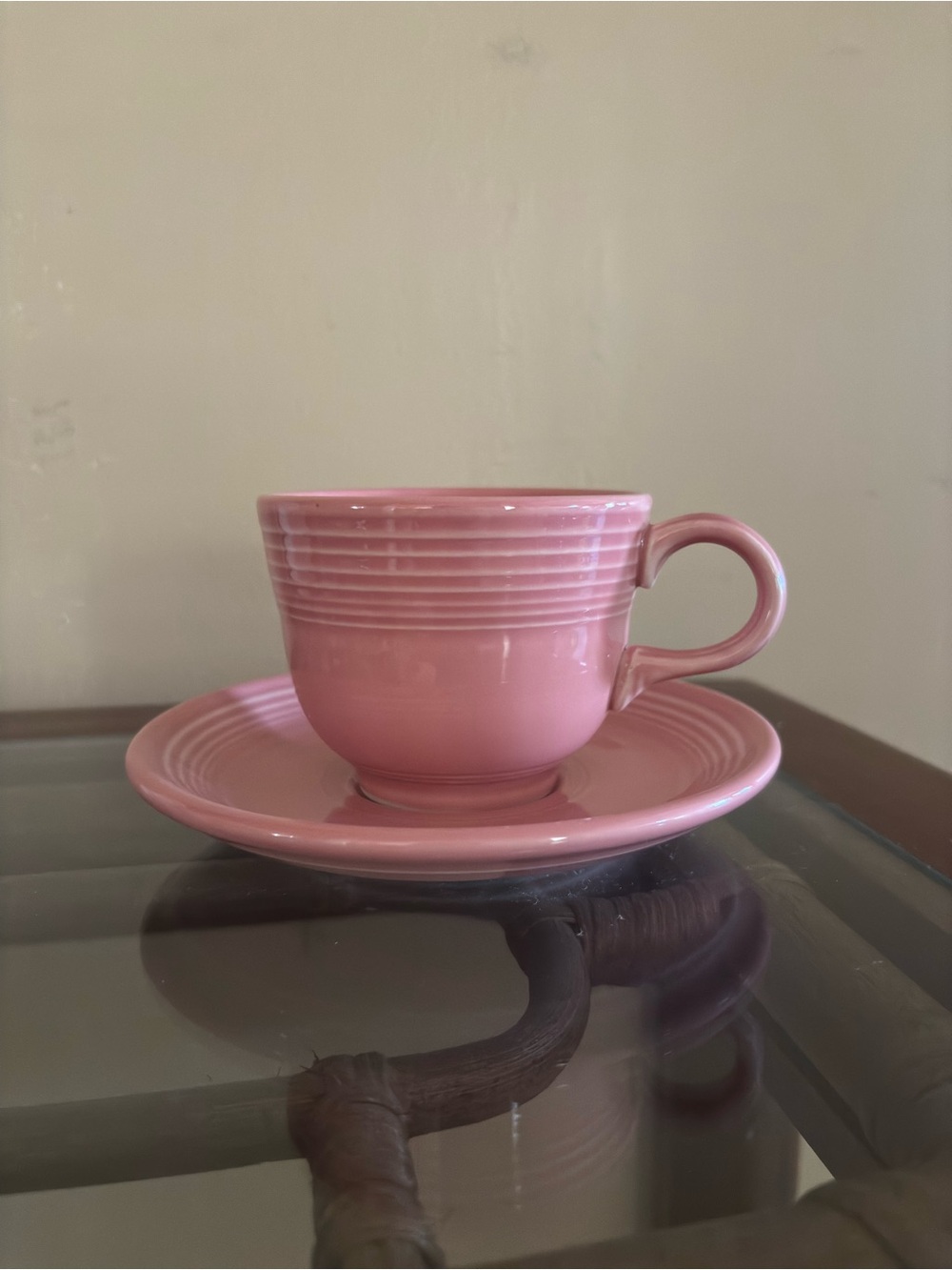Vintage Fiestaware Pink Teacup with Saucer
